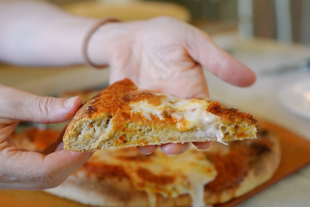 Sourdough discard pizza crust with freshly milled flour