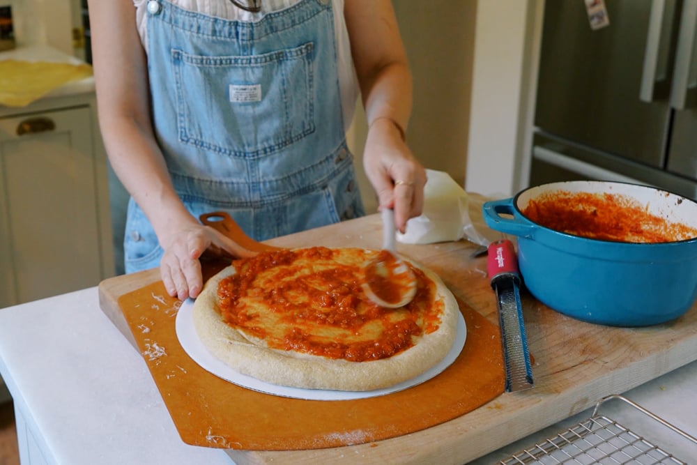 Homemade Frozen Pizza with Vodka Red Sauce
