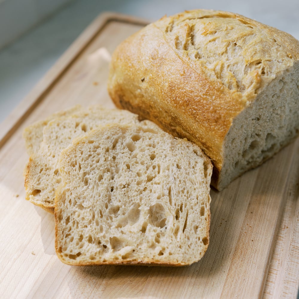 simple sourdough bread in a loaf pan