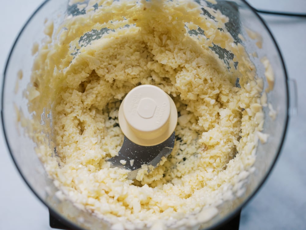 batch mincing garlic in a food processor