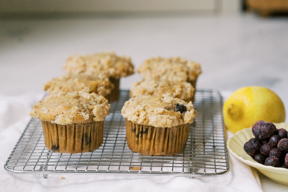 Blueberry Lemon Spelt Muffins with Greek Yogurt