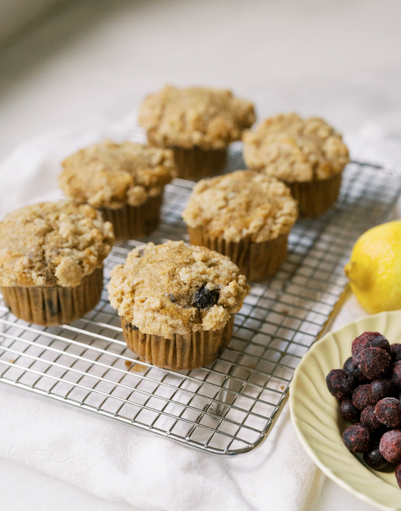 Blueberry Lemon Spelt Muffins with Greek Yogurt