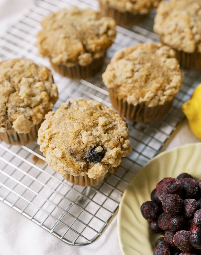Blueberry Lemon Spelt Muffins with Greek Yogurt
