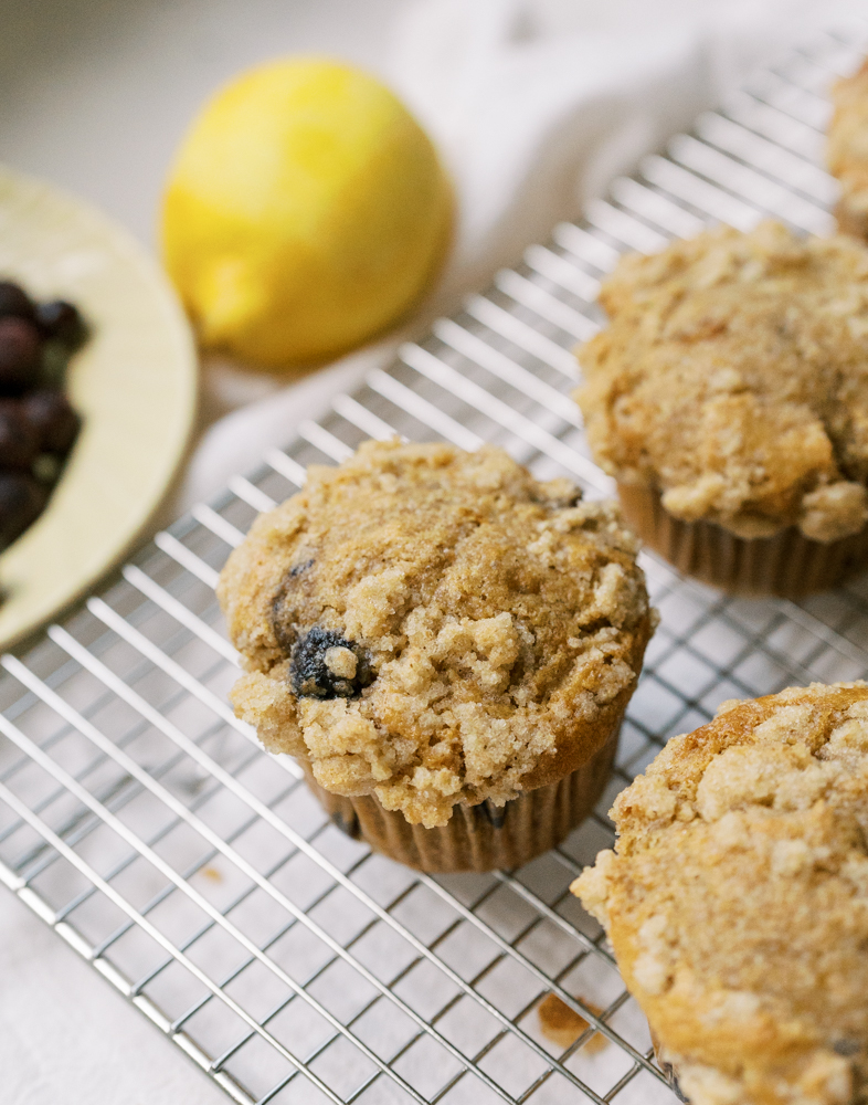 Blueberry Lemon Spelt Muffins with Greek Yogurt