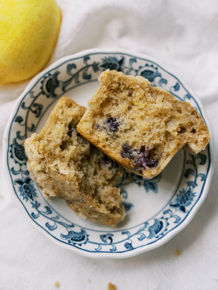 Blueberry Lemon Spelt Muffins with Greek Yogurt