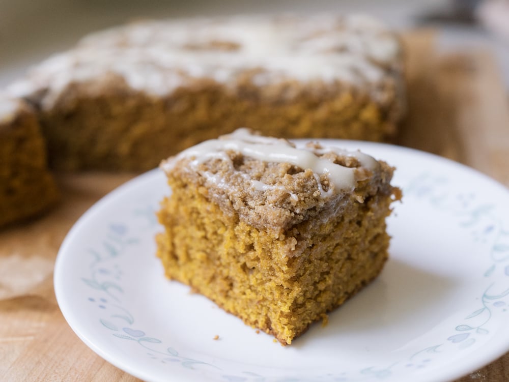 Pumpkin Coffee Cake with Cream Cheese Drizzle