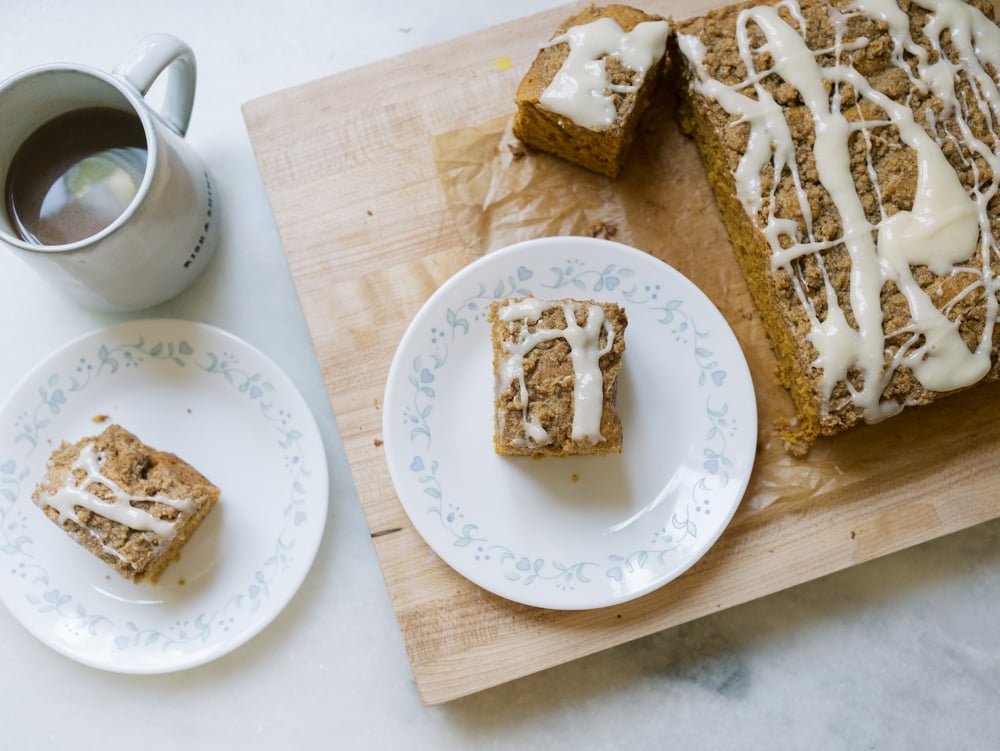 Pumpkin Coffee Cake with Cream Cheese Drizzle