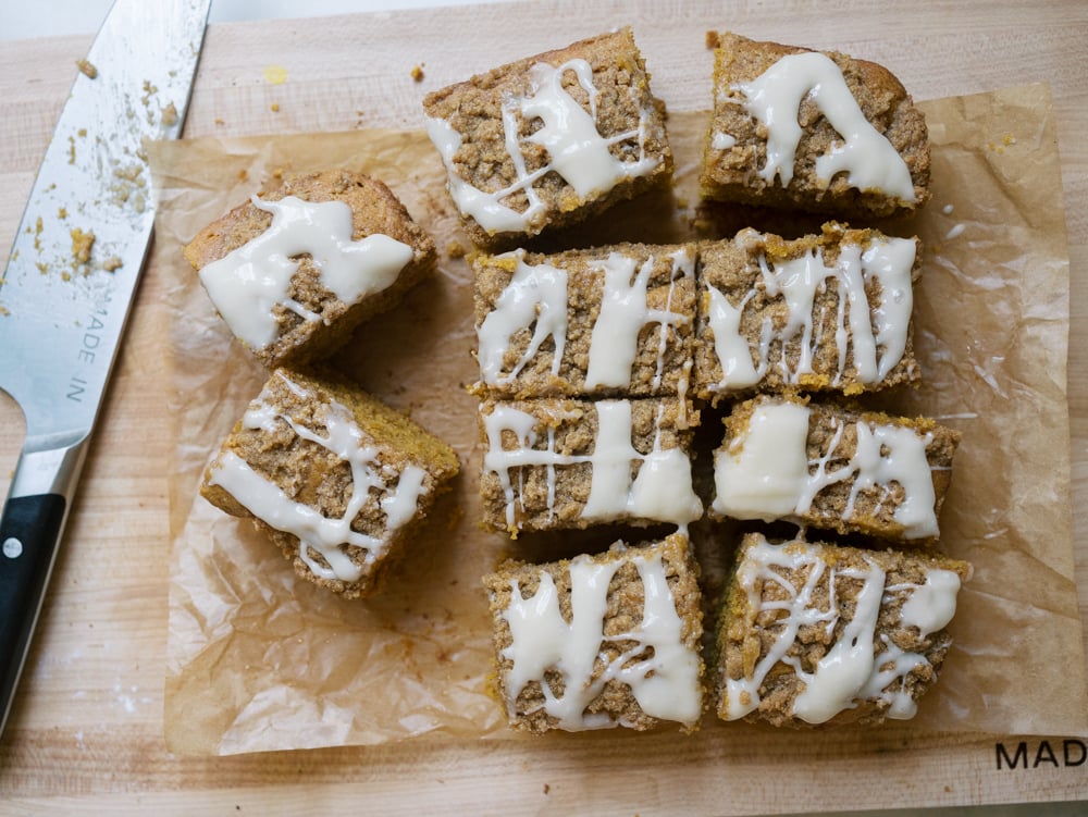 Pumpkin Coffee Cake with Cream Cheese Drizzle