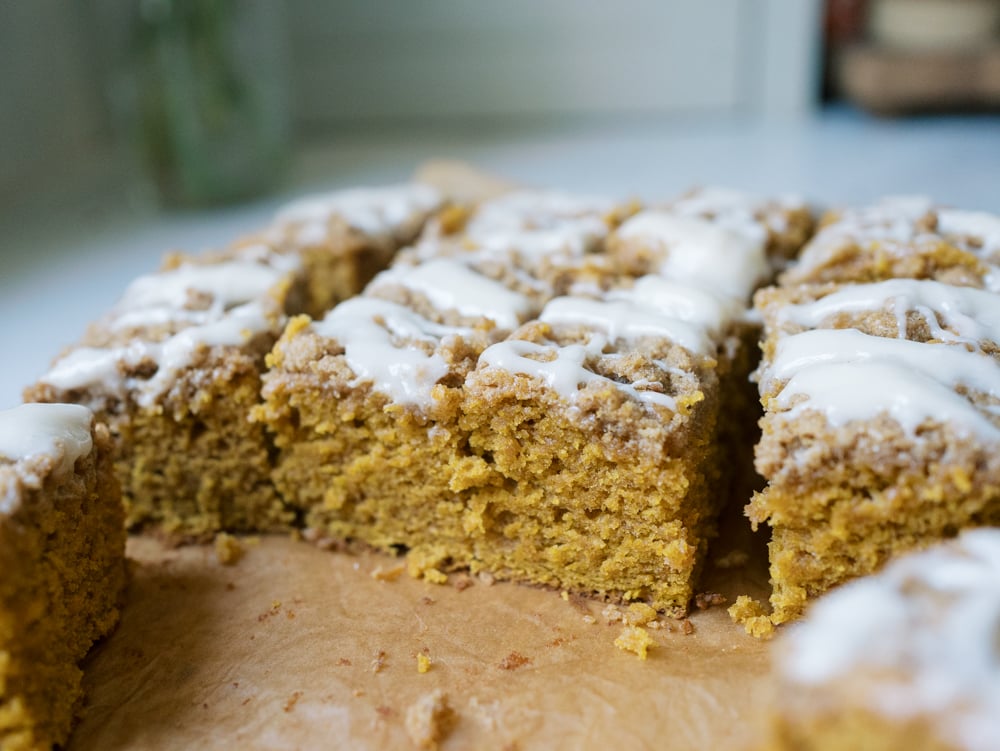 Pumpkin Coffee Cake with Cream Cheese Drizzle