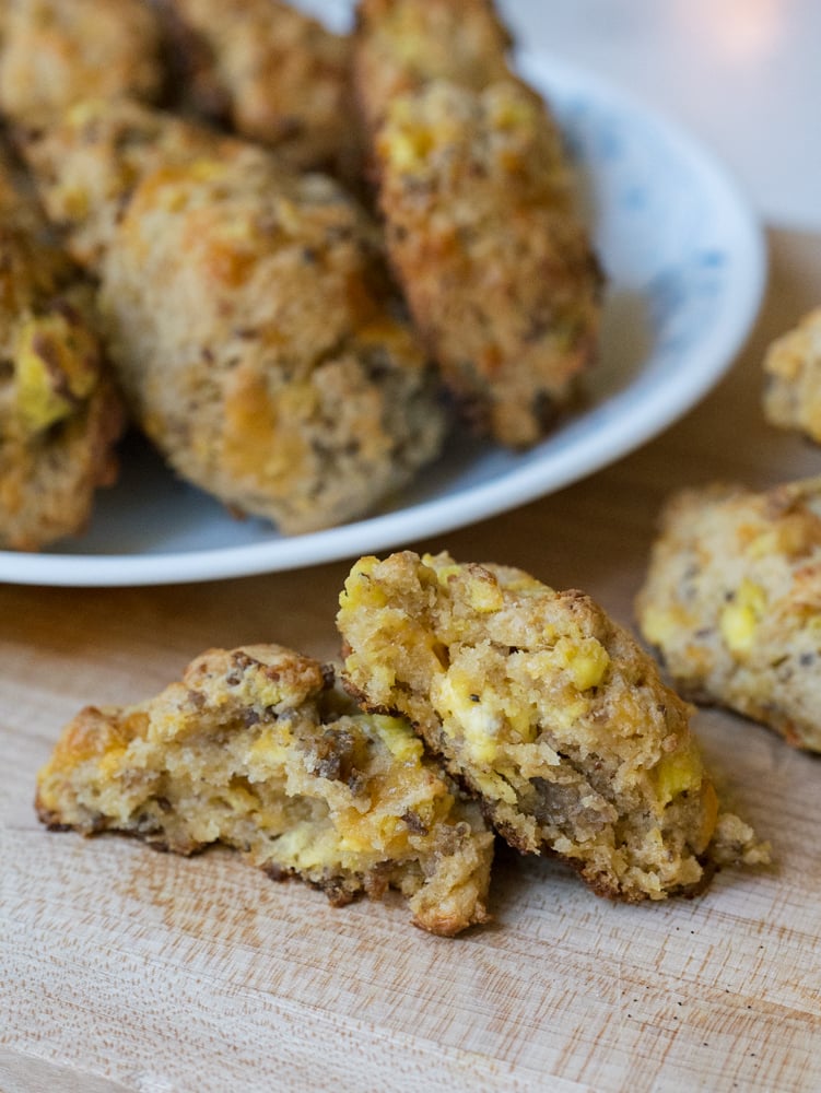 Breakfast Biscuits with Sausage, Egg & Cheddar