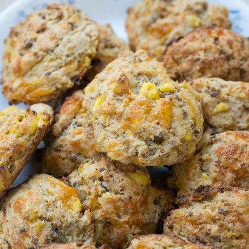 Breakfast Biscuits with Sausage, Egg & Cheddar