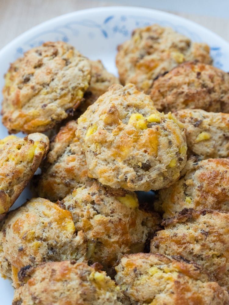 Breakfast Biscuits with Sausage, Egg & Cheddar
