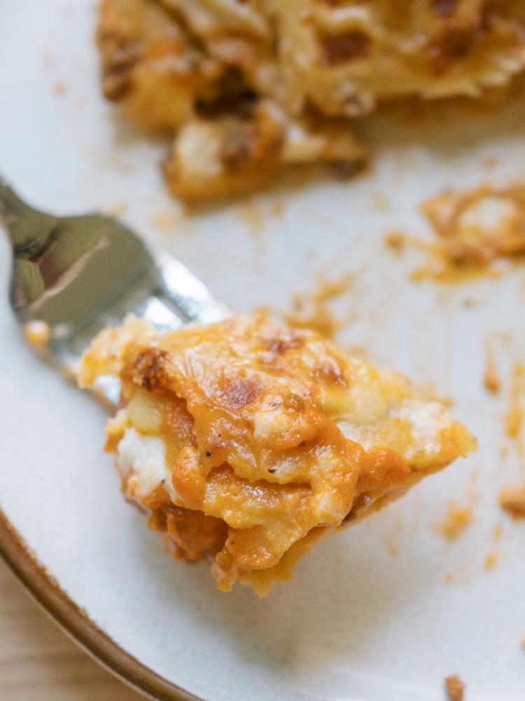 delicious bite of homemade lasagna